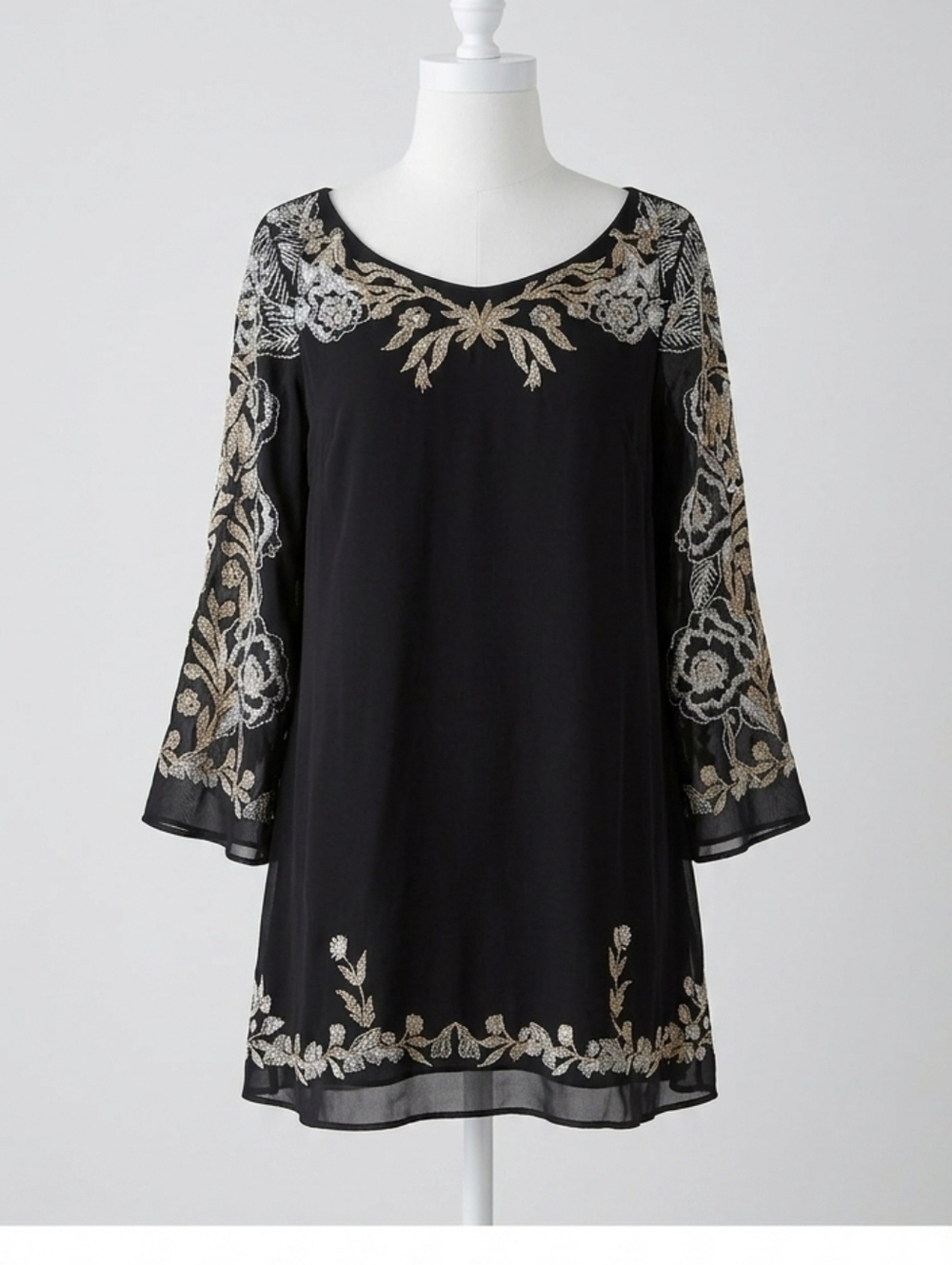 VINTAGE COLLECTION India Black Top Size M With Beautiful Embroidery